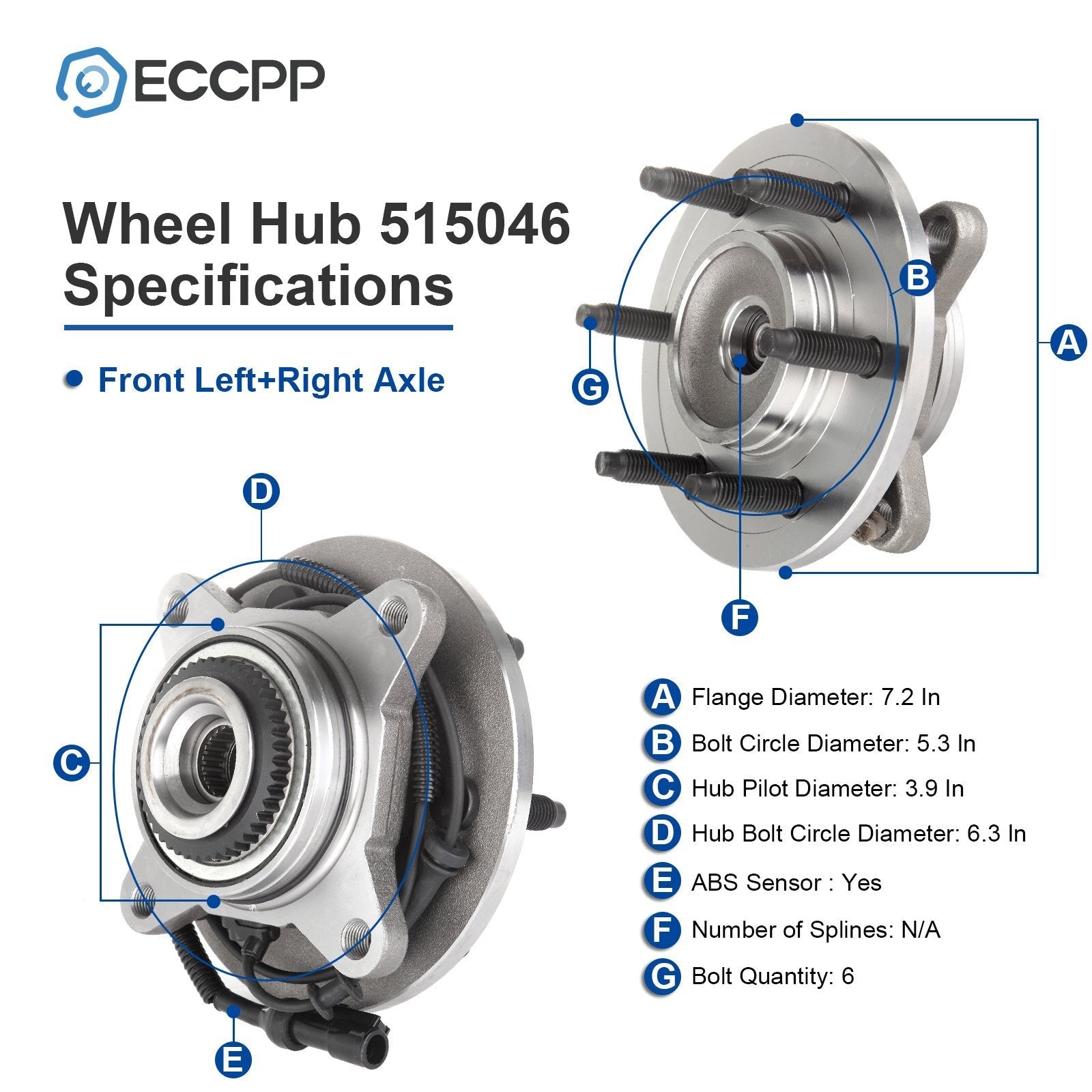 2 Pcs Wheel Hub Bearings Assembly Front For Ford F-150 Expedition 4WD 6 Lug Only KOEEP
