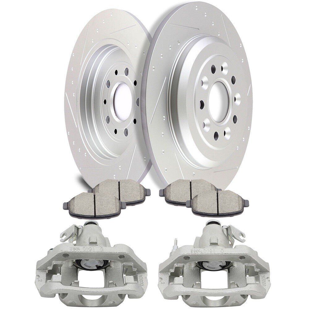 Rear Brake Calipers Brake Rotors Brake Pads Set 8Pcs For 2011-2014 Ford Edge 6B93BC-57