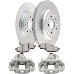 Rear Brake Calipers Brake Rotors Brake Pads Set 8Pcs For 2011-2014 Ford Edge 6B93BC-57