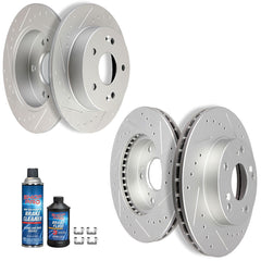Front Rear Brake Rotors Discs For 2006 2007 2008 2009-2011 Honda Civic Slotted 6B93BC-57