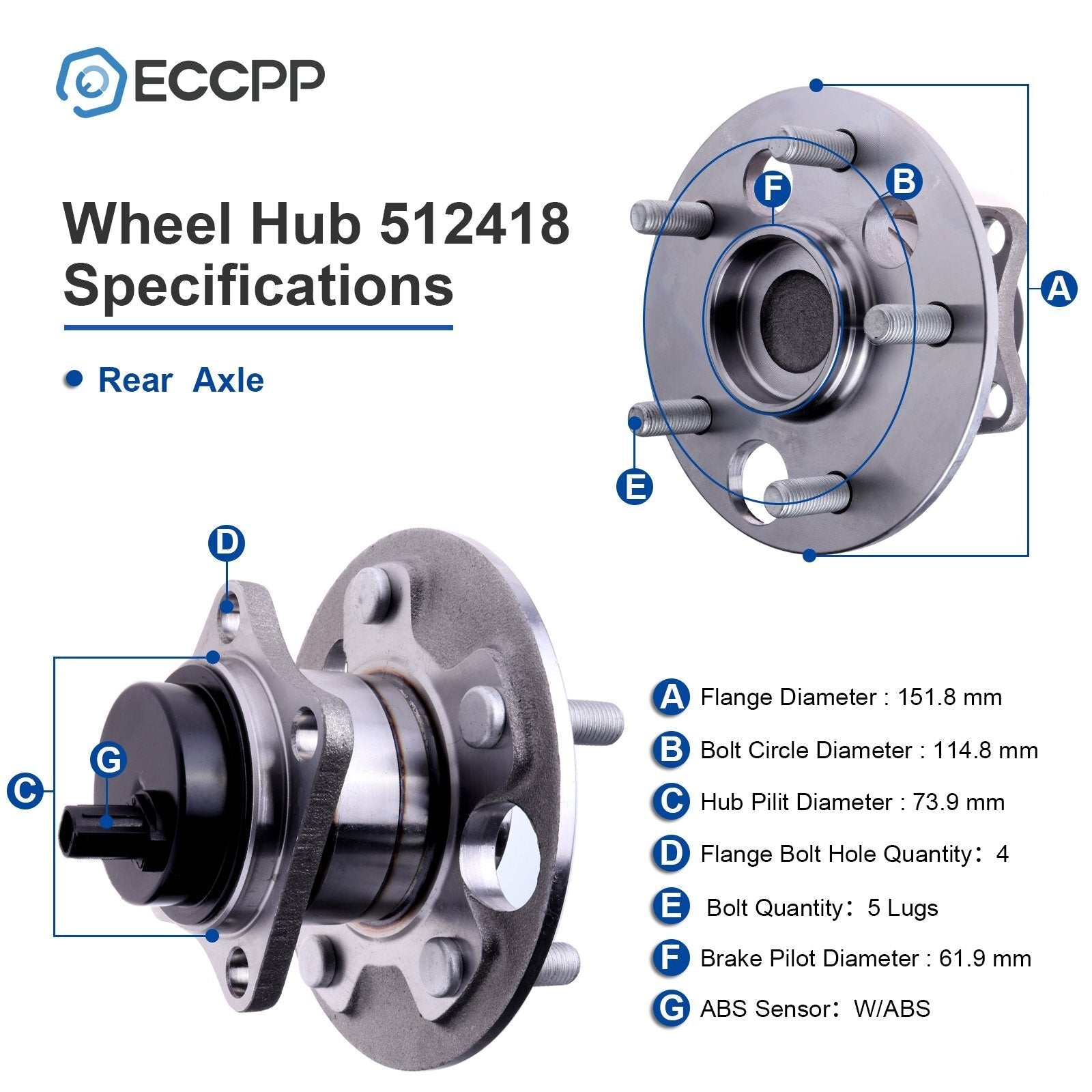 2Pcs Wheel Hub Bearings Assembly Rear For Scion xB Base 2.4L 2008 2009 2010-2015 6B93BC-57