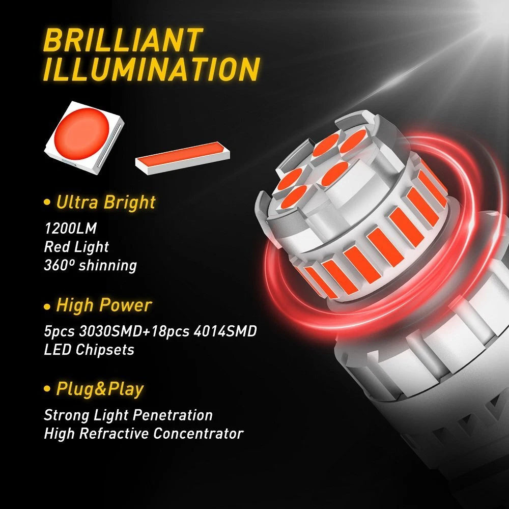 AUXITO 4X 3157 Super LED Red Strobe Flash Blinking Brake Tail Light Parking Bulb AUXITO