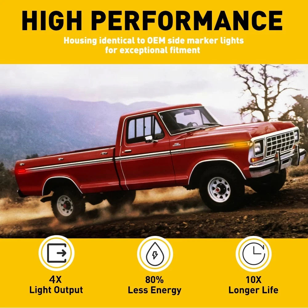 Front Rear LED Side Marker Lights For 73-79 Ford Bronco F150 F250 F350 Truck EOA 6B93BC-57