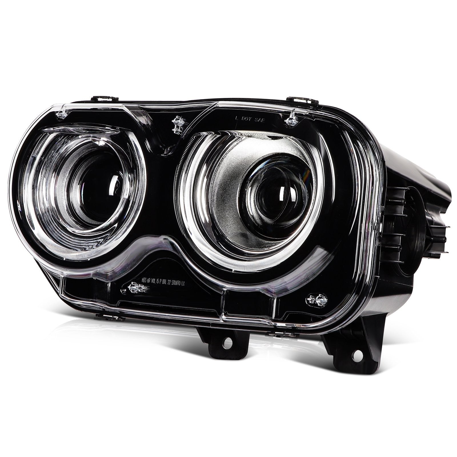 Pair Kit LED Black Headlights Assembly For 2015-2022 Dodge Challenger Black 6B93BC-57
