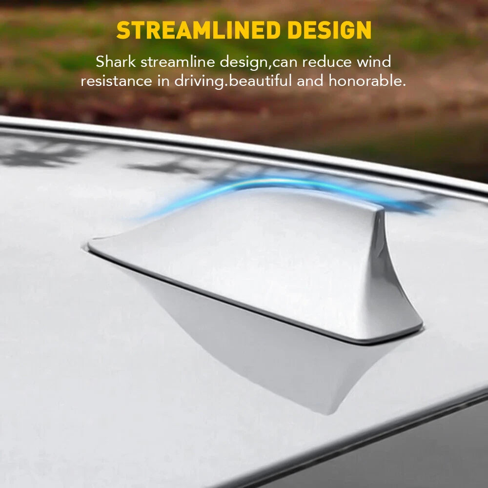 Universal Shark Fin Antenna Cover Car Trim Radio Signal AM/ FM Aerial Silver EOA 6B93BC-57