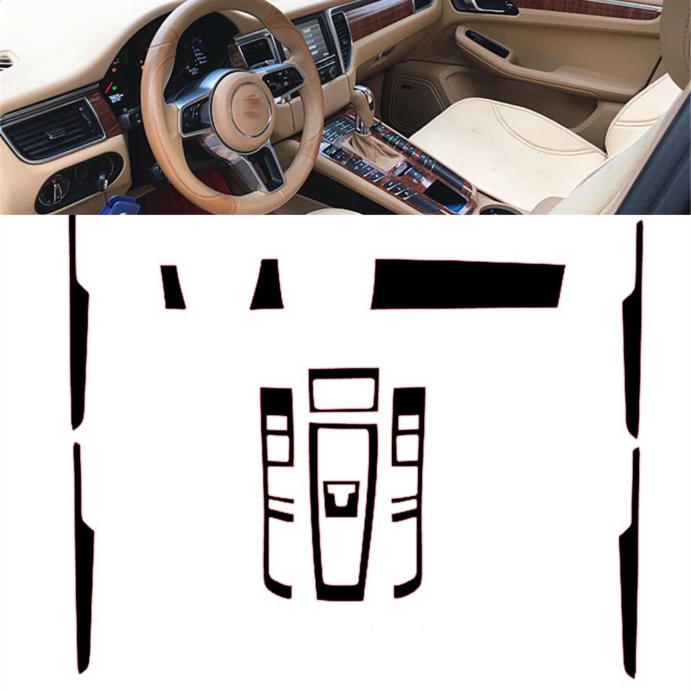 Interior Center Console Carbon Fiber Molding Sticker Decals For Porsch Macan