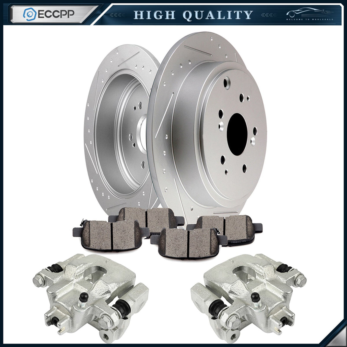 Rear Brake Calipers Brake Rotors Brake Pads Set 8Pcs For 2001-2006 Acura Mdx 6B93BC-57