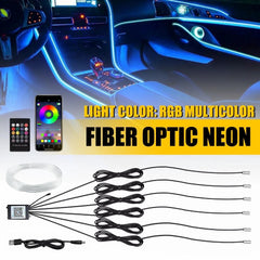 8M RGB LED Car Interior Fiber Optic Neon EL Wire Strip Atmosphere Light APP EOA 6B93BC-57