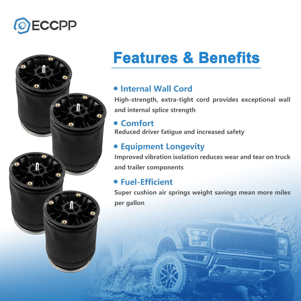 4Pcs W01-358-8852 Air Suspension Bag Spring For Goodyear 1R12-568 Peterbilt 6B93BC-57