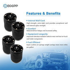 4Pcs W01-358-8852 Air Suspension Bag Spring For Goodyear 1R12-568 Peterbilt 6B93BC-57