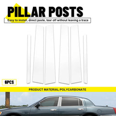 6pcs Chrome Pillar Posts Door Side Trim Cover Fit For Lincoln Town Car 1998-2011 6B93BC-57