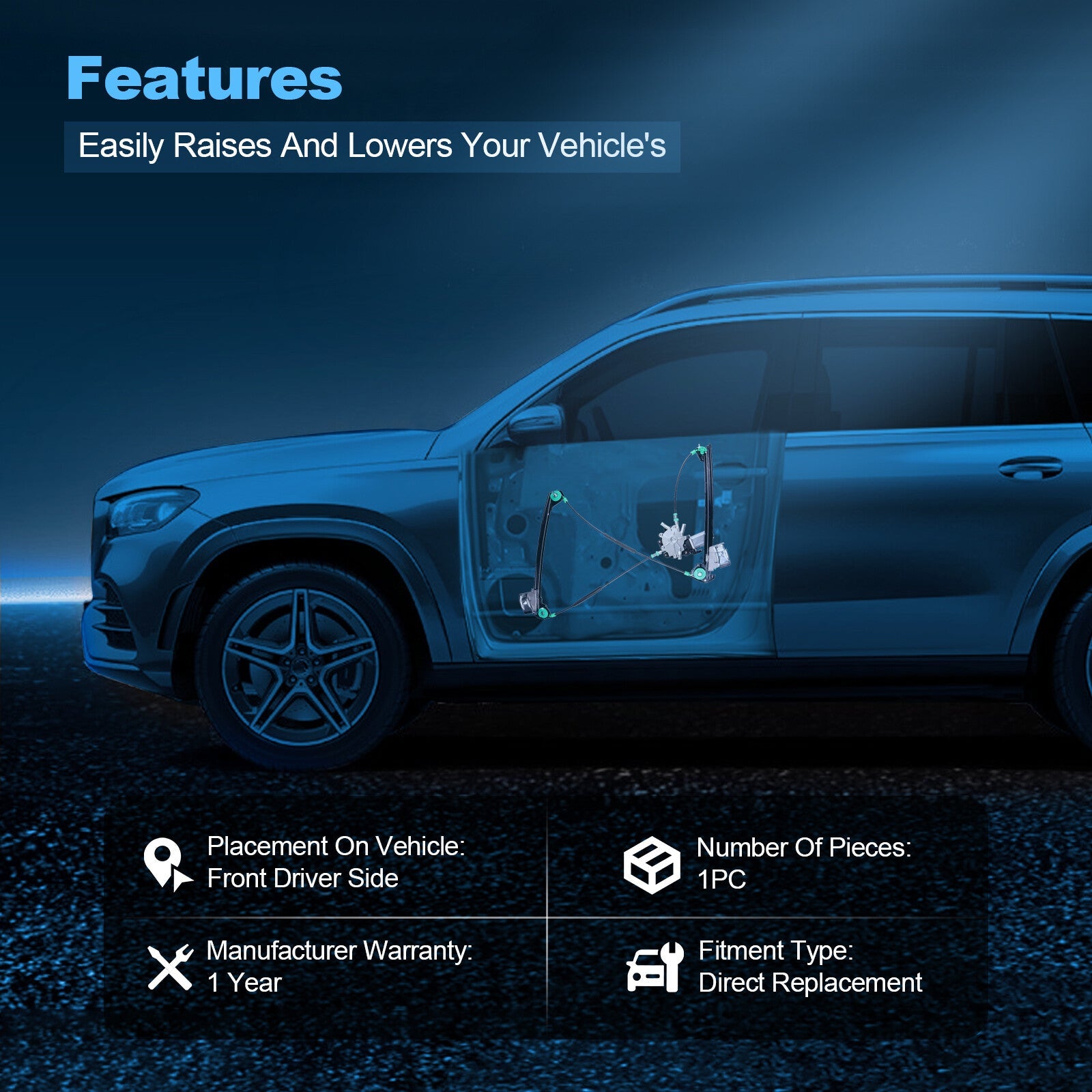 For 1997-2004 Chevrolet Corvette Front Driver Side Window Regulator with Motor 6B93BC-57