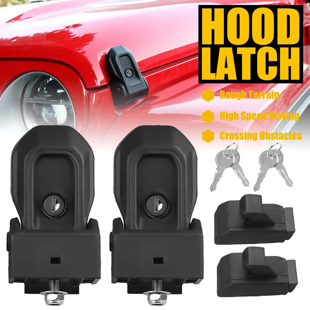 Hood Lock Latches Kit for Catch Jeep Wrangler JL Gladiator JT 2018-2024 With Key 6B93BC-57