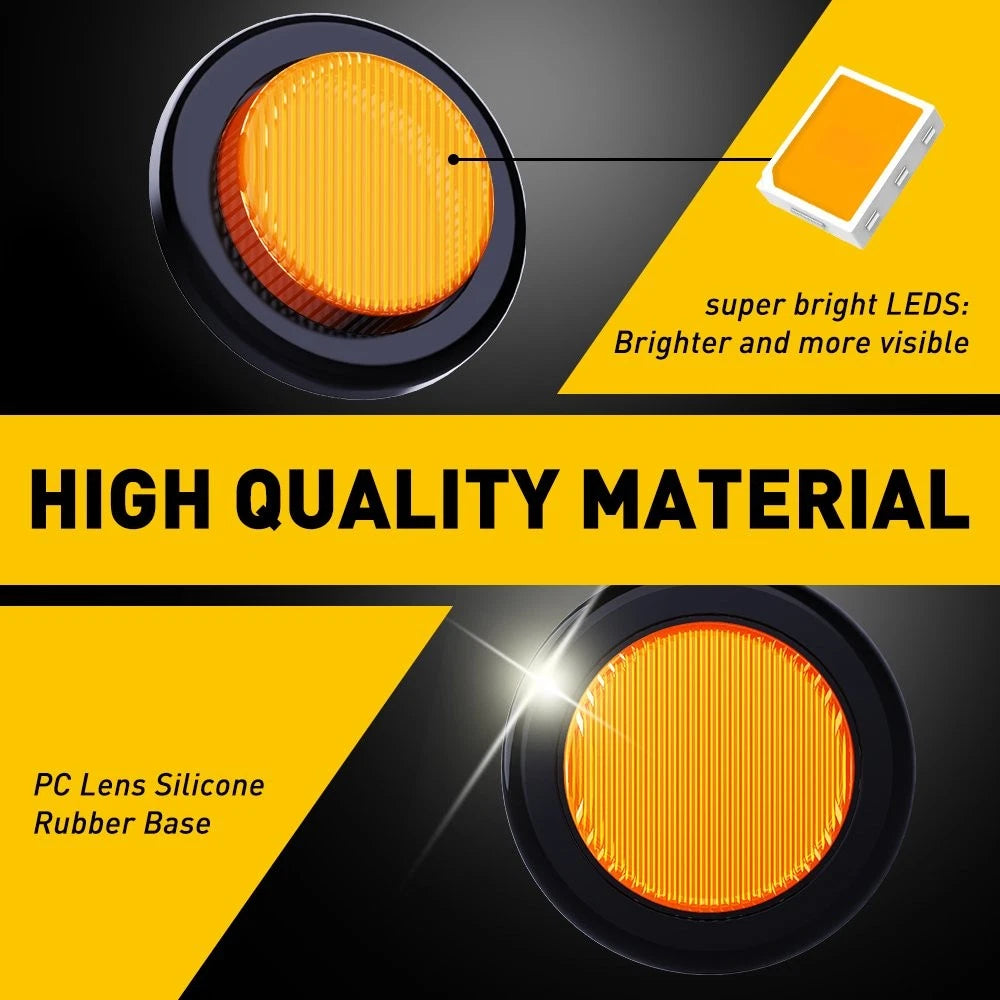 10* Yellow Marker Red Lights 2" LED Truck Trailer Clearance Round Side Light EOA 6B93BC-57