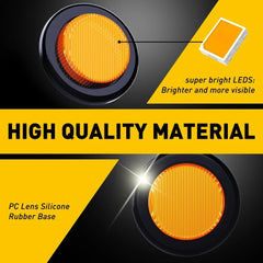10* Yellow Marker Red Lights 2" LED Truck Trailer Clearance Round Side Light EOA 6B93BC-57