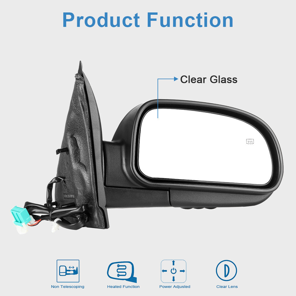 Power Mirror For Chevy Trailblazer Envoy Right Side Heated Black Manual Fold 6B93BC-57