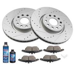 Front Brake Rotors And Ceramic Pads For Audi A3 2006 - 2009 Drilled & Slotted 6B93BC-57