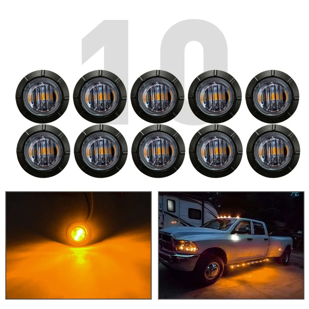 10X 3/4" Marker Lights LED Truck Trailer Round Side Bullet Light Amber Smoke EOA 6B93BC-57