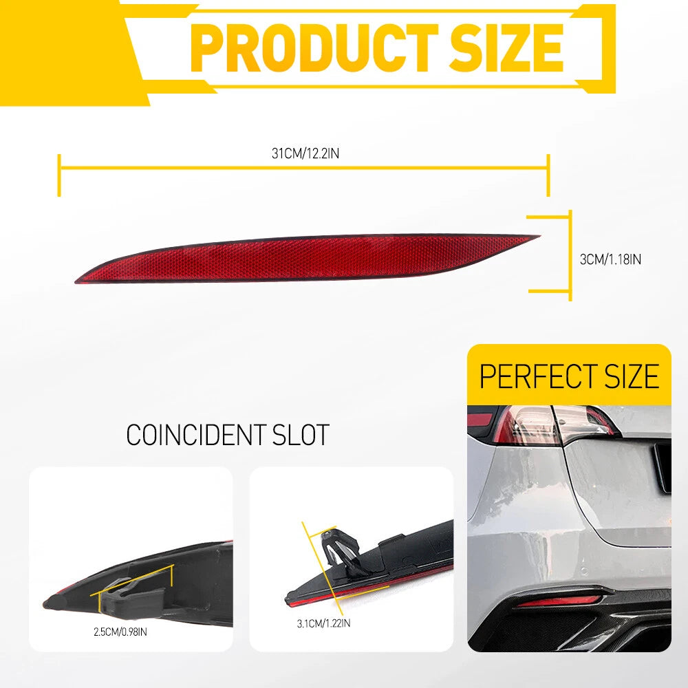 For Tesla Model X 2016-2023 Driver+Passenger Rear Bumper Reflector Light Cover 6B93BC-57