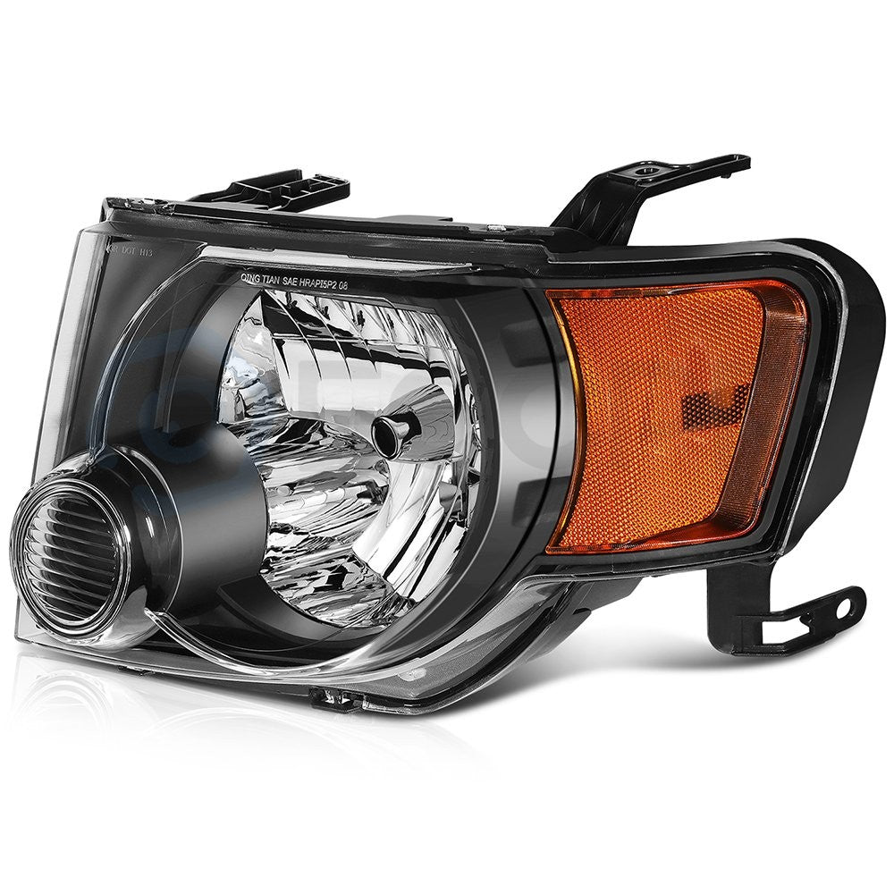 Pair Kit Halogon Headlights Assembly For 2008-2012 Ford Escape Black Amber 6B93BC-57