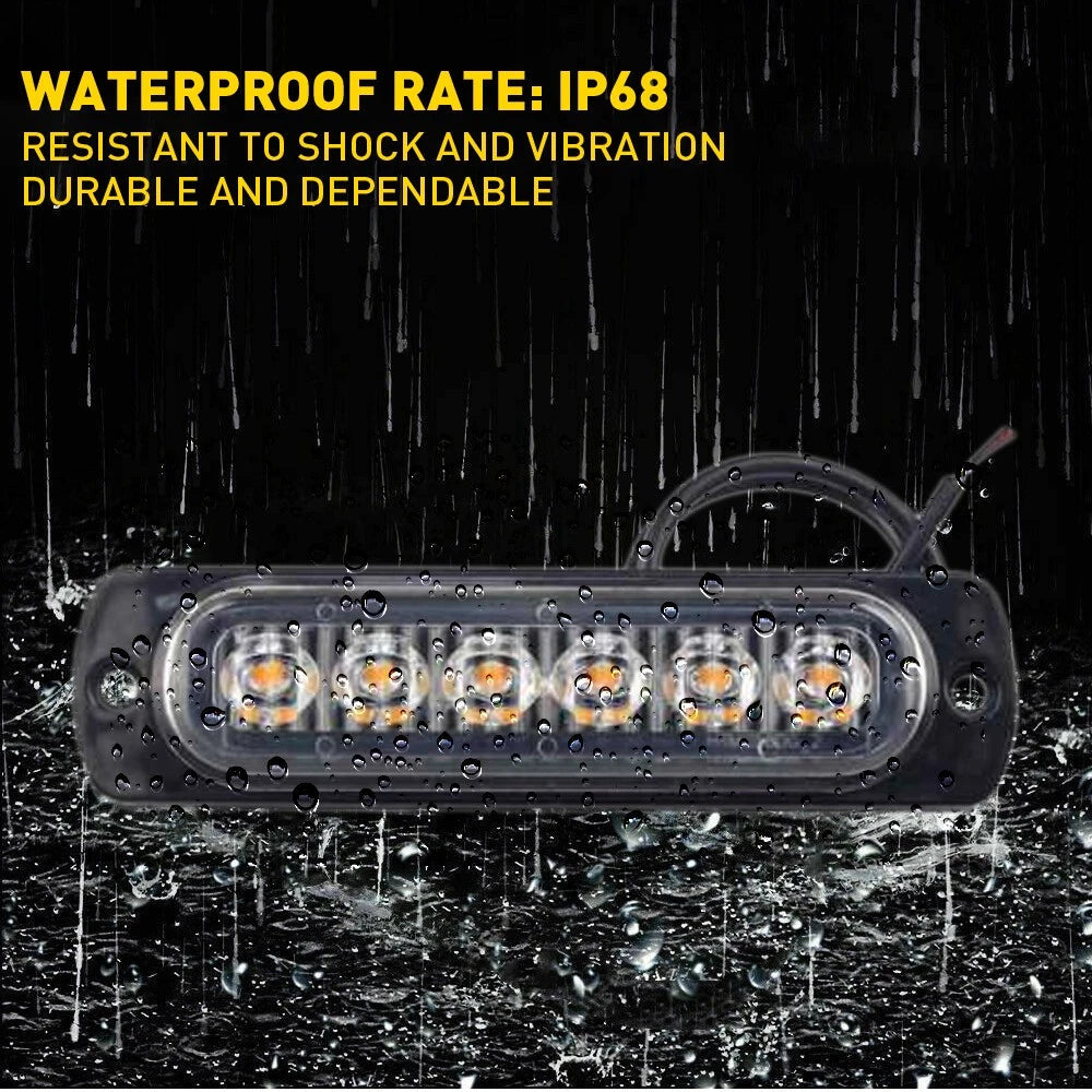 20PCS 6 LED Amber Grill Side Marker Emergency Strobe Light Bar Kit Tow Truck 6B93BC-57