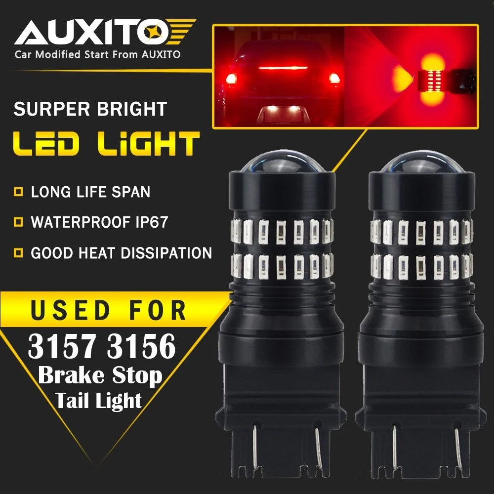 2X AUXITO 3157 3156 Turn Signal Brake Tail Light Bulb Super Red LED 48H For GMC AUXITO
