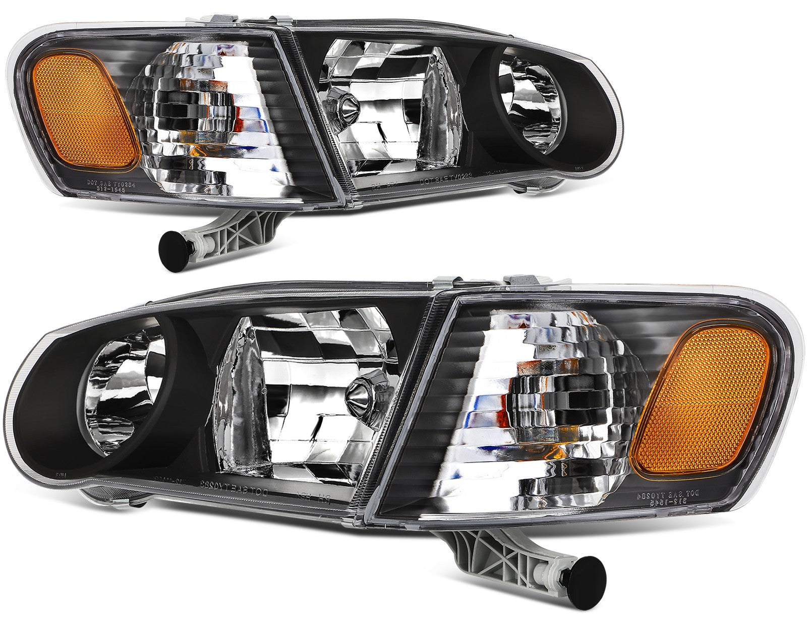 ECCPP Headlights Assembly For Toyota For Corolla 2001-2002 Pair Kit Black Amber 6B93BC-57