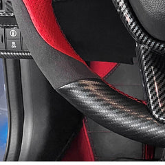 3D Carbon Fiber&Suede Steering Wheel Hand Sewing Wrap Cover For Honda Civic 22