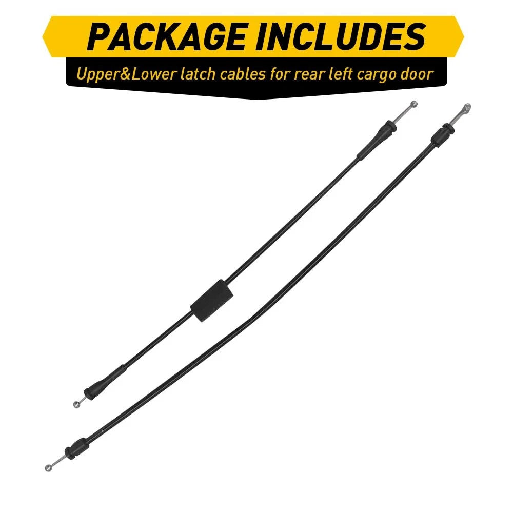 Rear Left Cargo Door Upper&Lower Latch Release Cable Kit for Ford E150 250-450 6B93BC-57