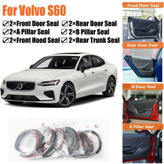 Door Rubber Seal Strips Weather Draft Wind Noise Reduction Kit For Volvo S60