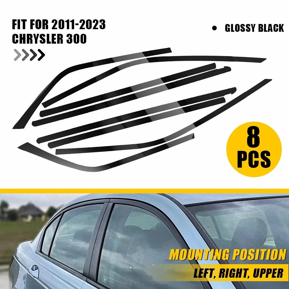 8x Fit 2011 12-2023 Chrysler 300 Side Window Chrome Delete Film Blackout Trim EA 6B93BC-57