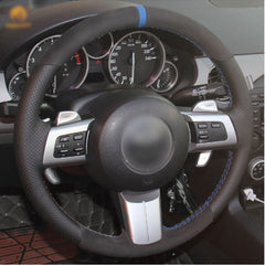 Top Leather Steering Wheel Hand-stitch on Wrap Cover For Mazda MX-5 2009-2013