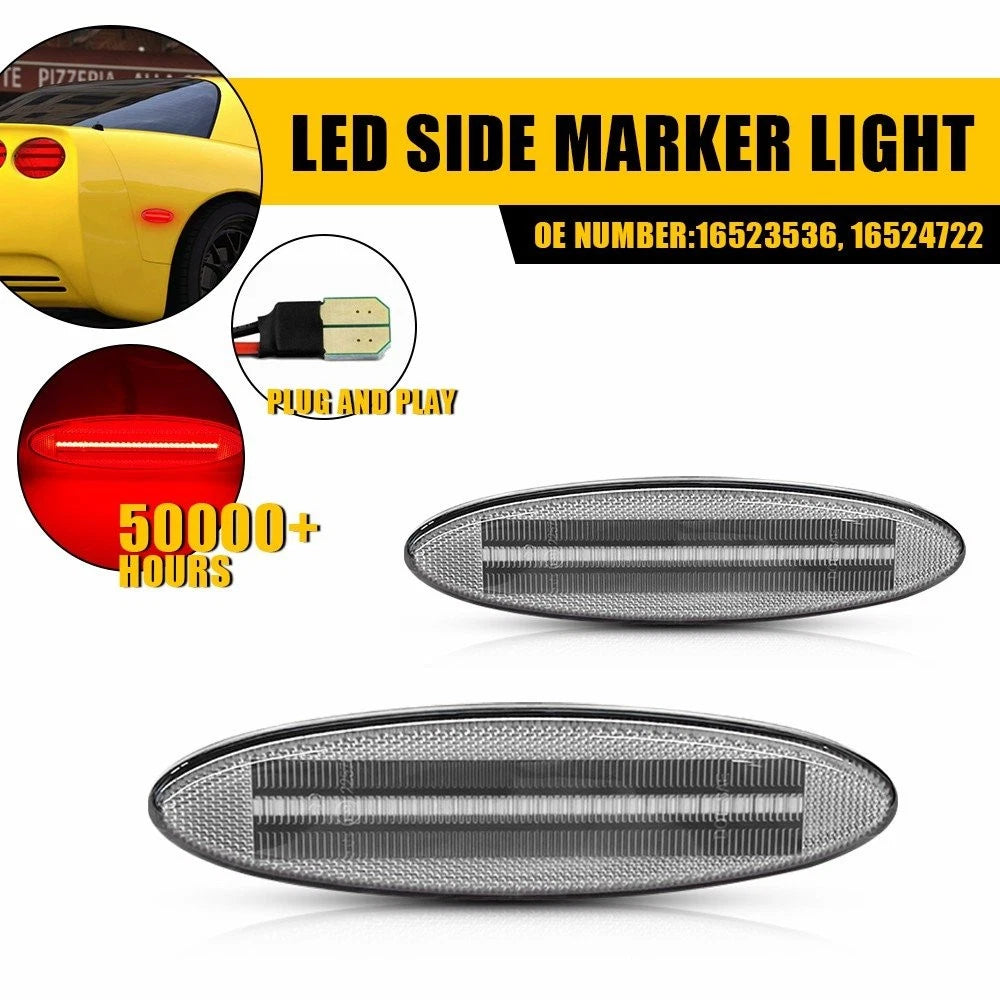 2pcs Rear LED Side Marker Light Clear Lens L &R For Chevry Corvette C5 1997-04 A 6B93BC-57