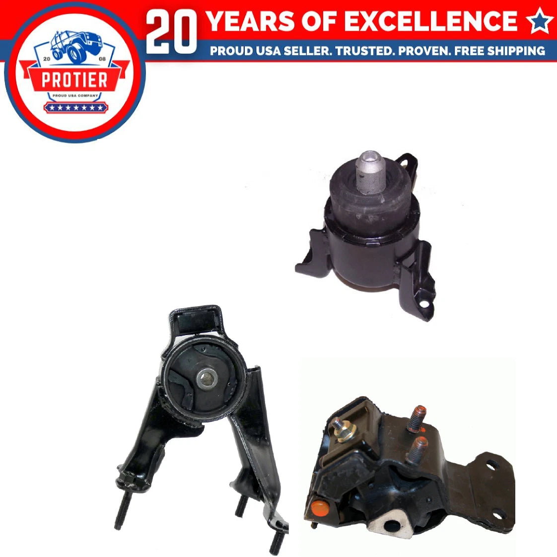 Motor & Trans Mount Set for Auto Trans : 2003 - 2008 Mazda 6 2.3L FWD 3PCS 6B93BC-57
