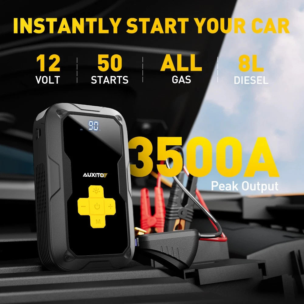 3500A JUMP STARTER CAR BATTERY BOOSTER BOX POWER BANK w/ Digital Tire Inflator A 6B93BC-57