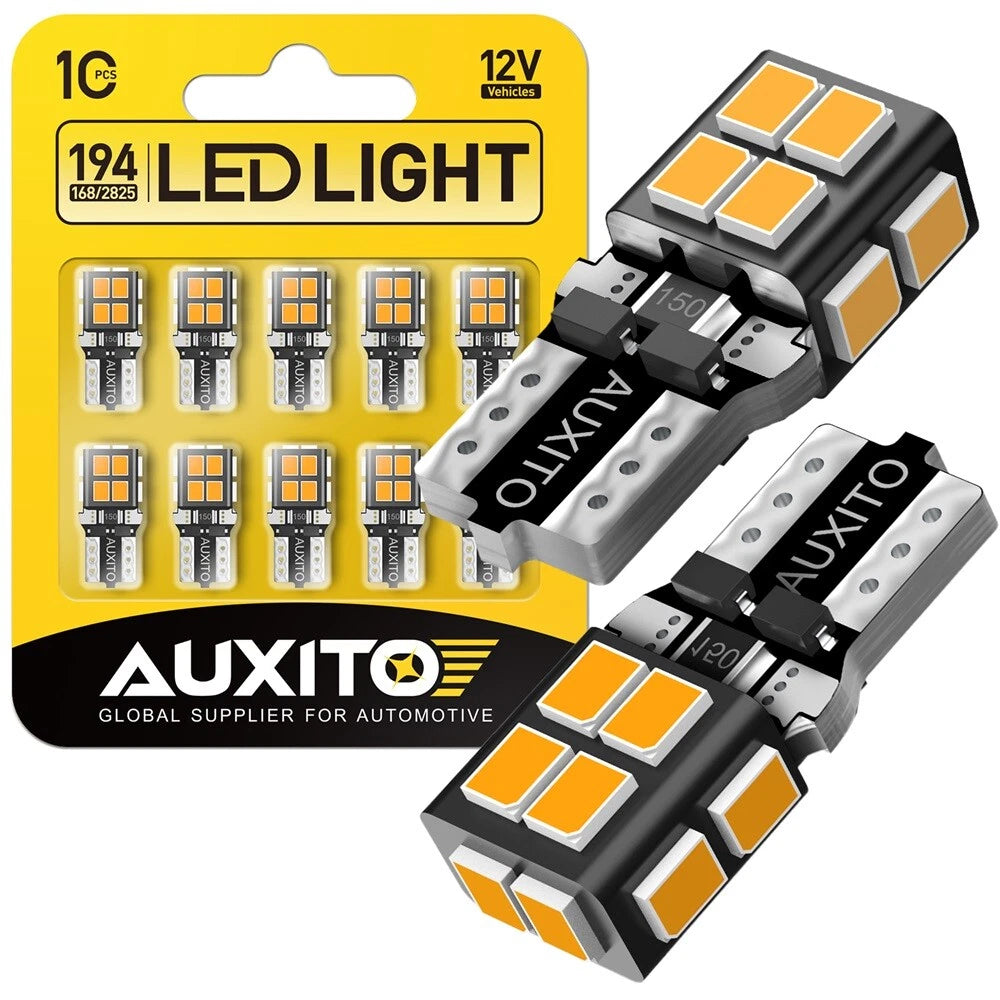 10X AUXITO Amber Yellow 168 194 License Side Marker Light Canbus LED Bulb 14E EA AUXITO