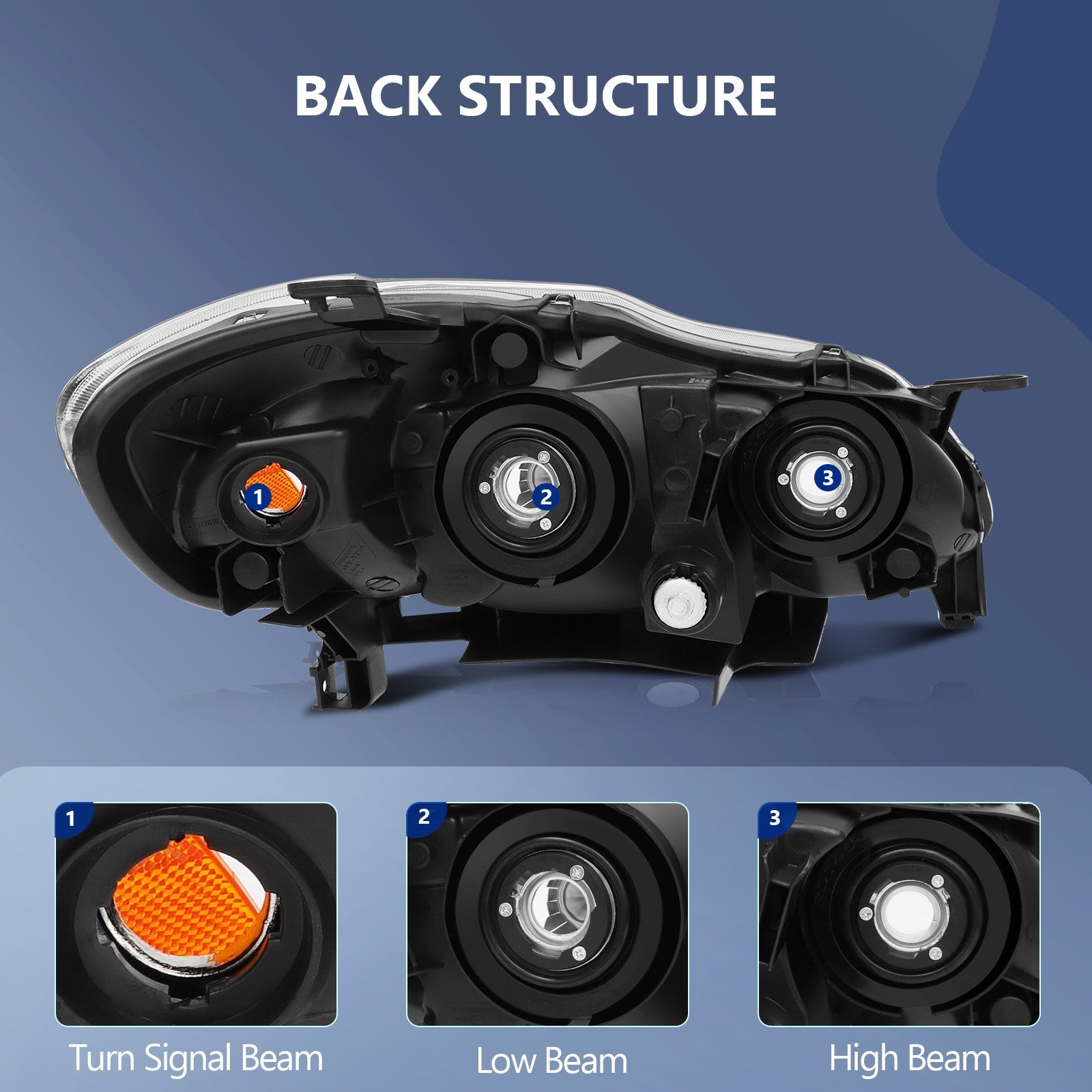 ECCPP Headlights Assembly For Toyota For Corolla 2003-2008 Pair Kit Chrome Amber 6B93BC-57
