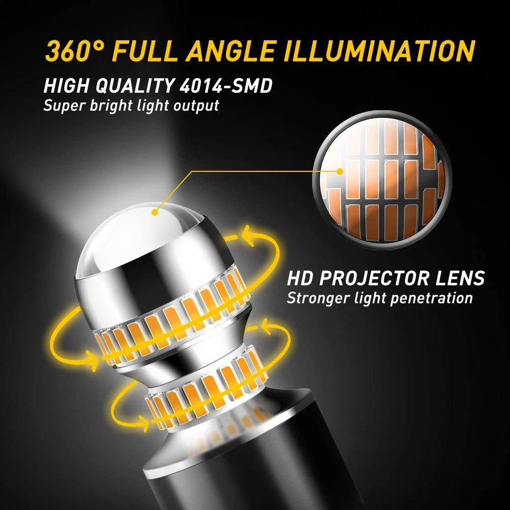 1-10Pcs AUXITO 360° 7443 7440 Amber Yellow LED Turn Signal Parking Light Bulbs AUXITO