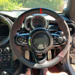 Suede&Hole Leather Steering Wheel Hand Sewing Wrap Cover For Mini Cooper 2016+
