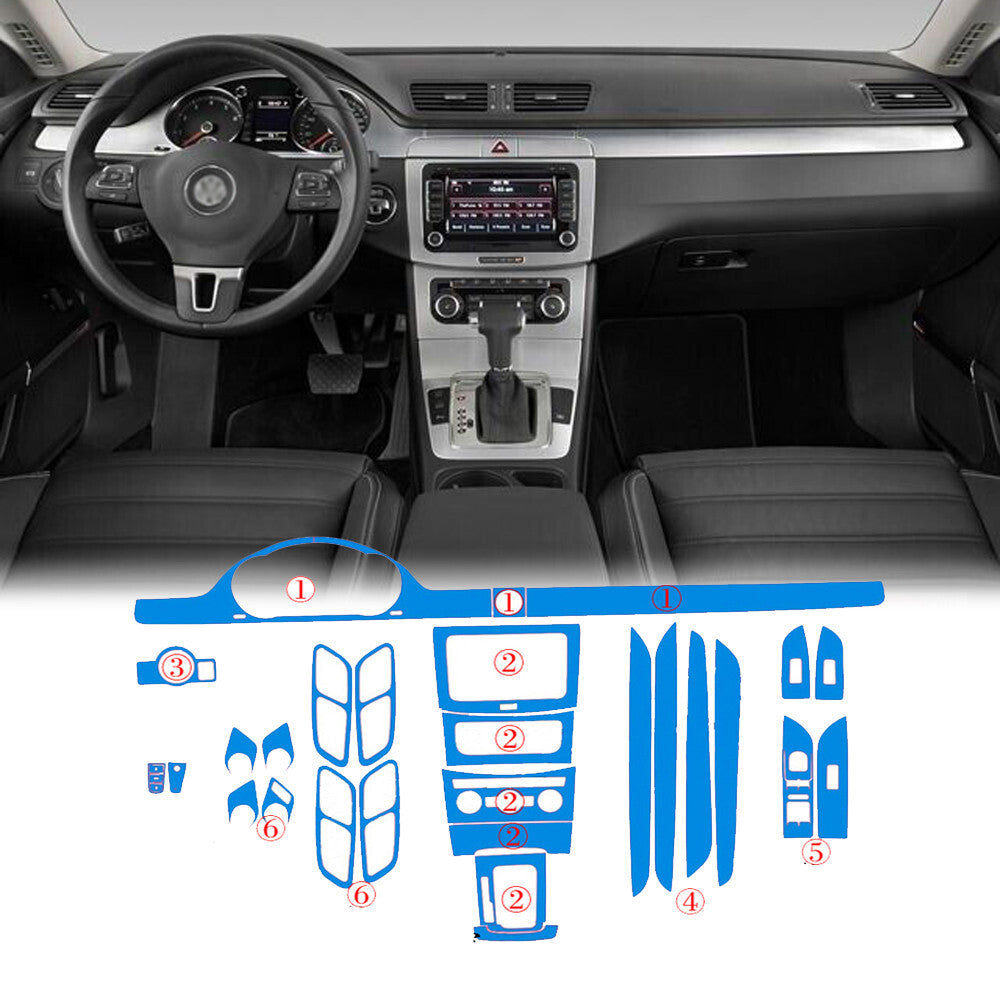 Interior Center Console Carbon Fiber Molding Sticker Decals For VW CC 2009-2011