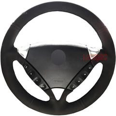 Black Suede Leather Steering Wheel Hand-stitch on Cover For Porsche Cayenne 07+