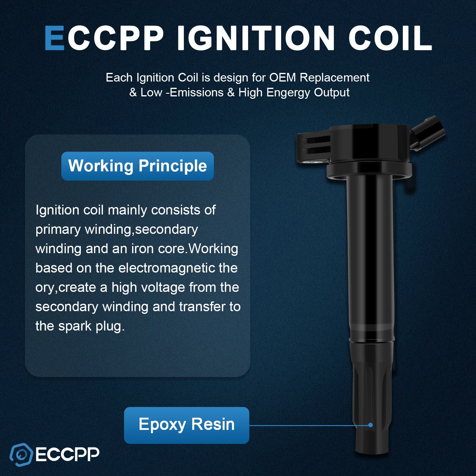 ECCPP 6 Ignition Coils For 2005-2018 Toyota Avalon 2007-2017 Toyota Camry 3.5L ECCPP