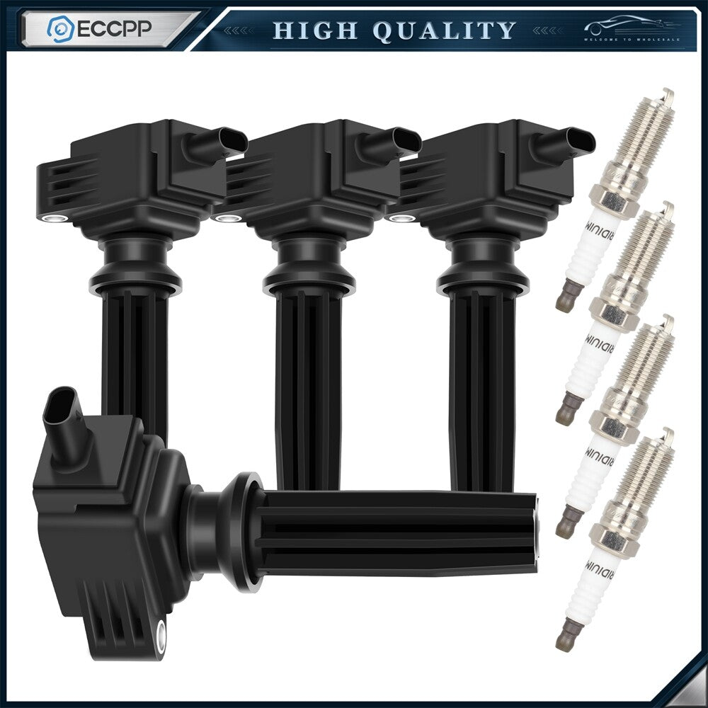4 For 2.0L L4 Ford Edge Escape Explorer Focus Taurus Ignition Coil Spark Plugs