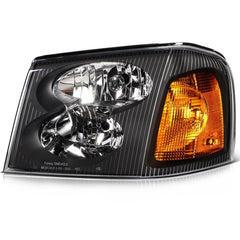 ECCPP Headlights Assembly For GMC Envoy 4.2L 5.3L 2005-2009 Pair Kit Black Amber 6B93BC-57
