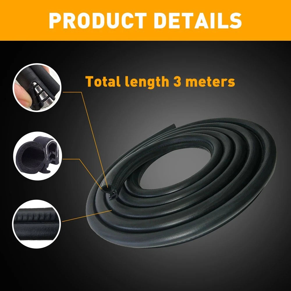 9.8FT Rubber Car Auto Seal Weather Strip Door Window Lock Trunk Hood Edge Trim 6B93BC-57