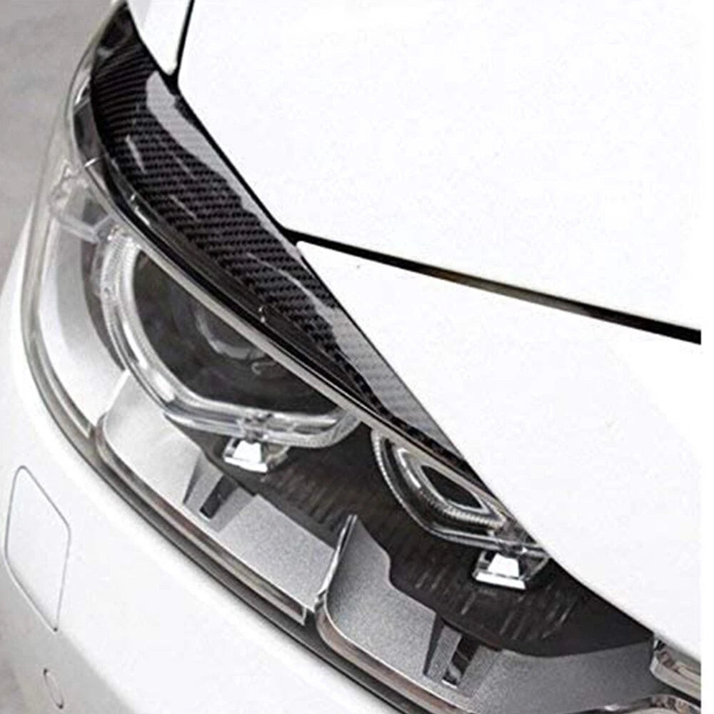 For 2013-2019 BMW 3 Series Glossy Black Headlight Eyelid Eye Lid Cover Eyebrows 6B93BC-57