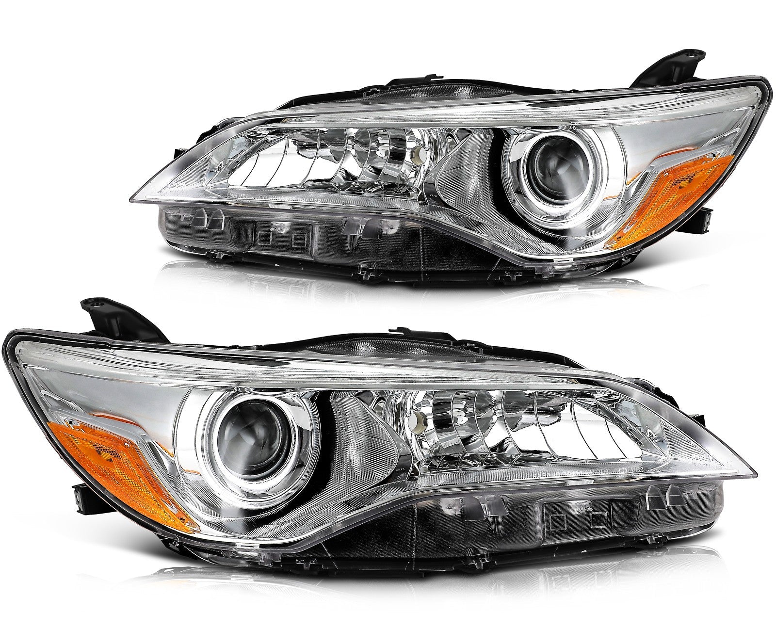 ECCPP Headlights Assembly For Toyota Camry 2.5L 3.5L 2015-2017 Pair Chrome Amber 6B93BC-57