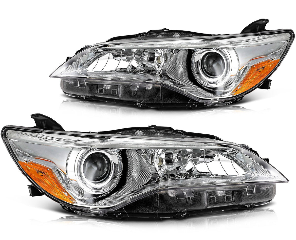 ECCPP Headlights Assembly For Toyota Camry 2.5L 3.5L 2015-2017 Pair Chrome Amber 6B93BC-57
