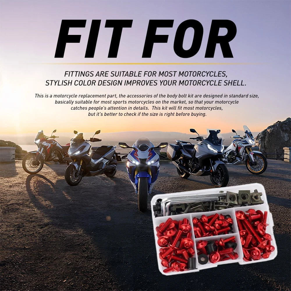 Red Complete Black Fairing Bolt Kit Body Screws Motorcycle replacement Part EOA 6B93BC-57