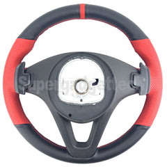 Black&Red Hole Leather Steering Wheel Stitch-on Wrap Cover For Mercedes C180
